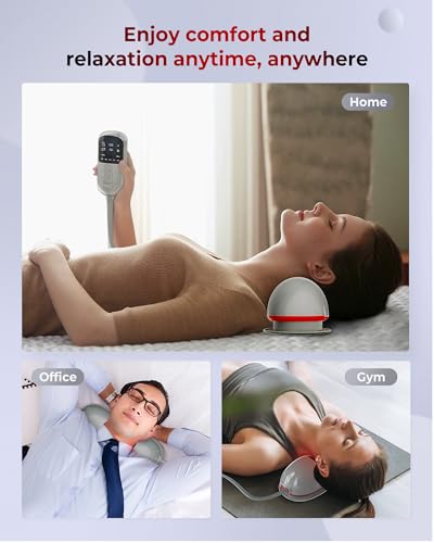 FliKEZE Heated Neck Stretcher with Red Light Therapy, Wireless Cervical Traction Device for TMJ Pain Relief and Shoulder Relaxer, Neck Traction Massager Pillow for Home/Office Used, Grey - Image 8
