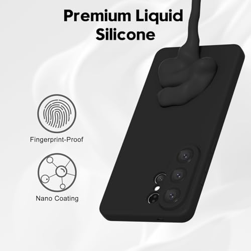 Image of DIZORO Microfiber Candy Case Compatible for Samsung S26 Ultra 5g Smooth Touch Cushion Liquid Soft Silicone Gel Rubber Phone Cases Non-Slip Full Body Protective Shockproof Back Cover - Black OG