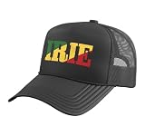 Irie Reggae Music Jamaica Retro Vintage Rasta Rastafari Trucker Hat with Adjustable Mesh Back, Black