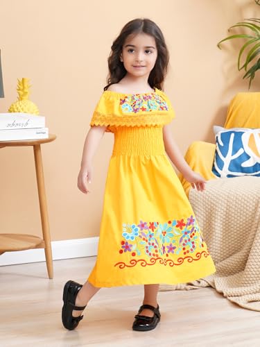Image of Mexican Dress for Girls Traditional Vestidos Mexicanos Cinco de Mayo Embroidered Dresser Toddler Kids