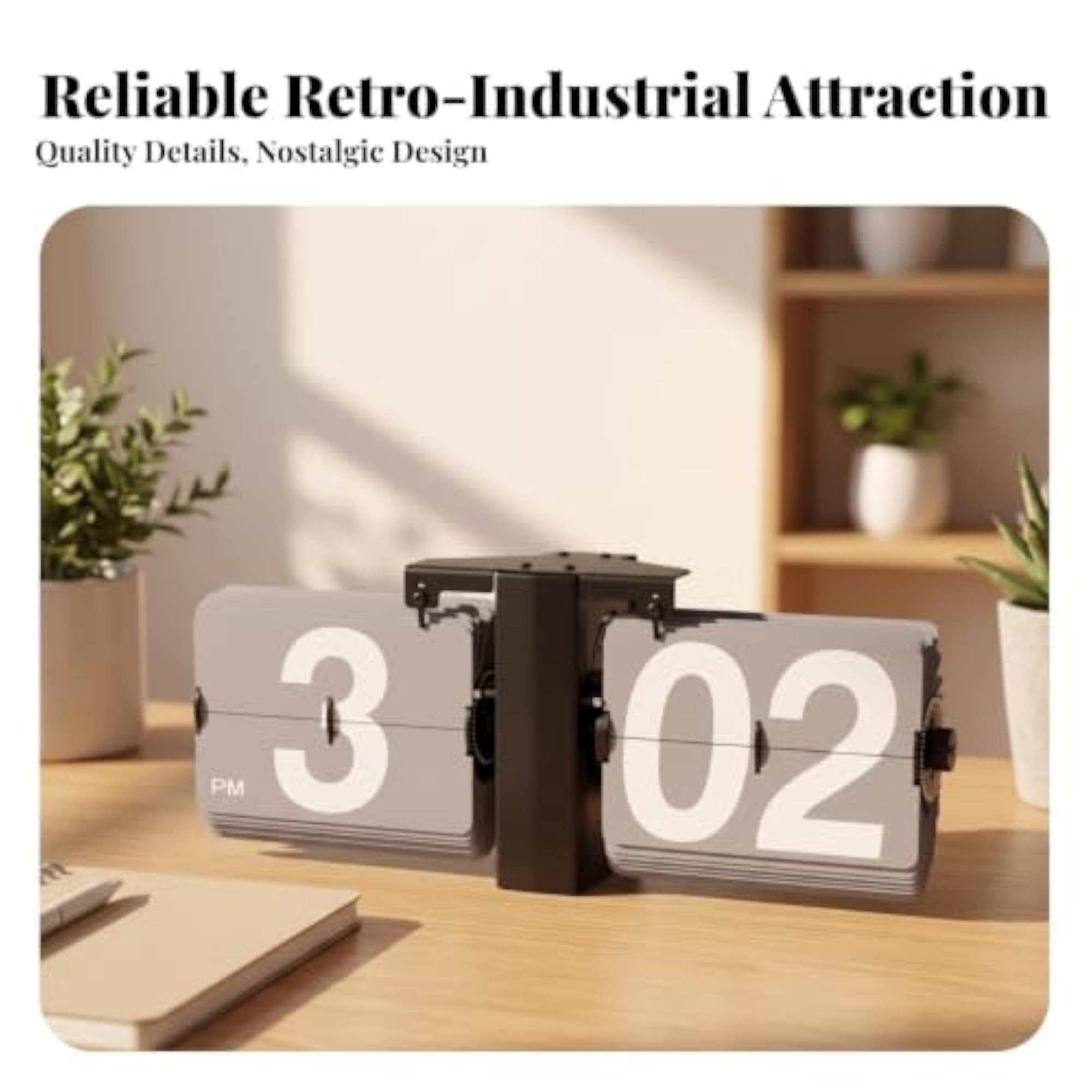 Compact Retro Flip Clock with High-Contrast Numerals