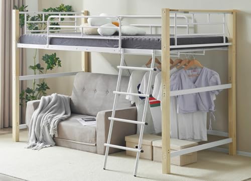 Kennkari ���t�g�x�b�h ���[�^�C�v ���t�g �x�b�h �R���Z���g�t�� ��l�p �~�h���^�C�v �p�C�v�x�b�h �͂����t�� �V���O�� �x�b�h�t���[�� ��� �X�`�[���� ��l��炵 loft bed (����140cm�F�z���C�g)