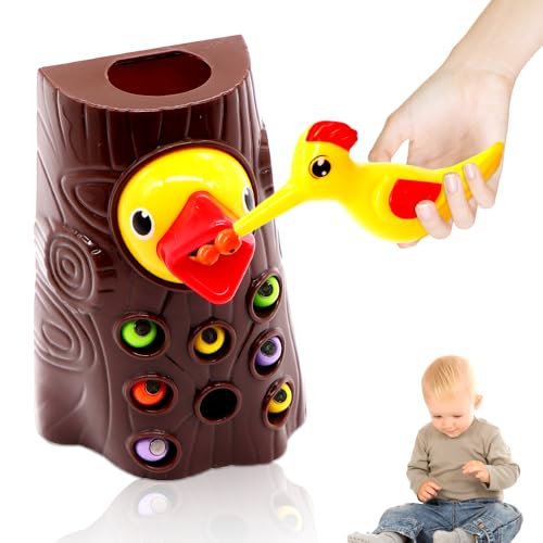 HATFRYF Toddler Magnetic Bird Toys, Woodpecker Worm Toy, Magnetic Bird Fine Motor Game, For 2+ Year Old Boy Girl Montessori Educational Toy Gift, Children Learning Sensory Toys for Kids Age 2 3 4