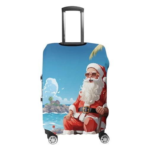 Santa Claus At Beach Luggage Cover, Washable Elastic Suitcase Cover Protector Fit 18-32 Inch Luggage4