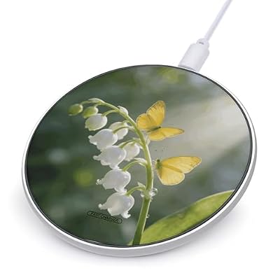 Botanical Fresh Wireless Charger Portable Fast Charging Pad Lightweight Wireless Charging Pad 10W Slim Charging Station for Phone Charger Mat for Travel Home Office Desk