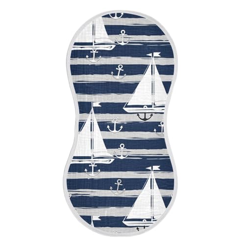 Muslin Burp Cloth for Baby 4PCS Sailboats Stripes Super Absorbent Burping Cloths, Bibs for Newborn Boys Girls3