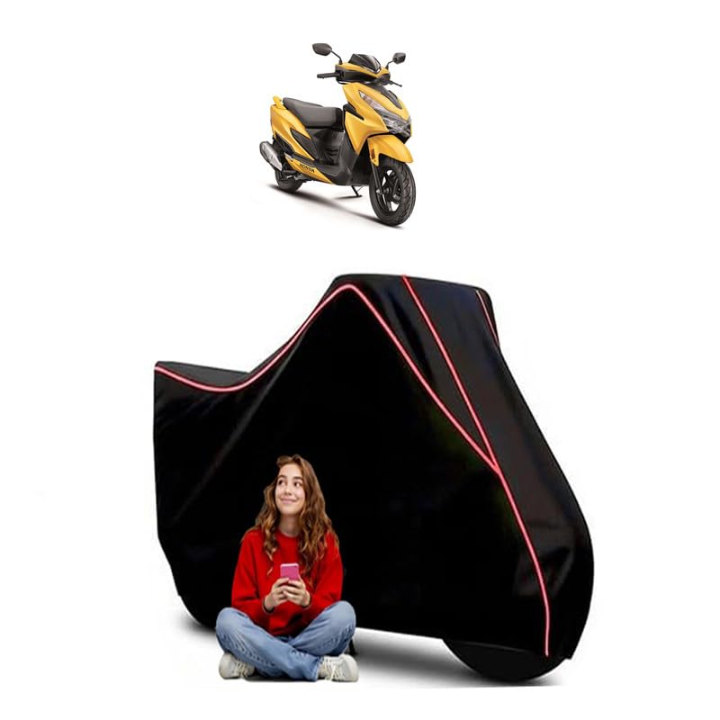 Image of Grazia 125 BS6 Scooty Bike Cover Water Resistant Outdoor Use Universal Fit Scooters Motorcycles Heavy Duty UV Protection Dust Rain Scratch Resistant Elastic Bottom Black Blue Piping