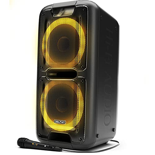 Dolphin Sp-2100Rbt Speaker Party | Portable Bluetooth Speaker On Wheels With Sound Activated Light Show | Wavesync™ Technology | 3400W Music Power #TOP16