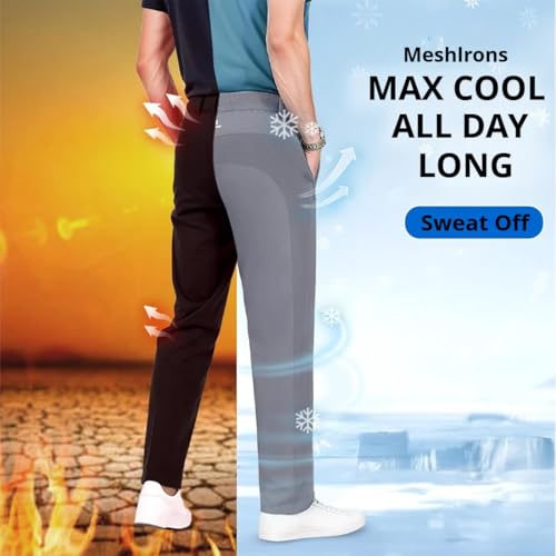 Meshirons - Ice Silk Mesh Panel Casual Pants, Mesh Irons Cooling Pants for Men, Quick Drying Breathable with Pockets2
