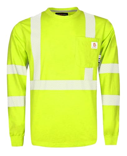 BOCOMAL FR Tee Shirts High Visibility/Hi Vis Flame Resistant/Fire Retardant Shirt 6oz Yellow Men's Safety Shirts
