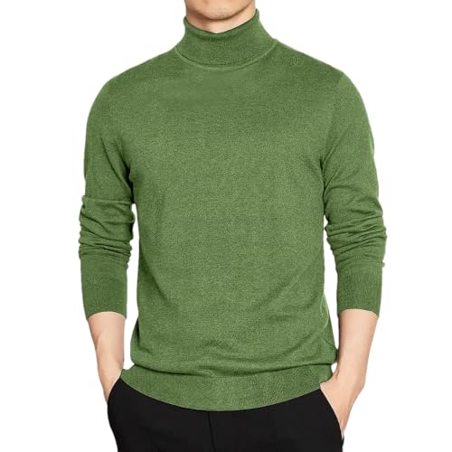 2024 Men's Fashionable Warm Pullover Solid Color Turtleneck Sweater Black Knitwear