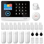 WiFi Wireless Alarm System for Home Security, GSM Home Alarm 24 Piece Kit with Siren, PIR Motion Sensors, Remote Controls, Window/Door Sensors (Tuya and Smart Life APP)