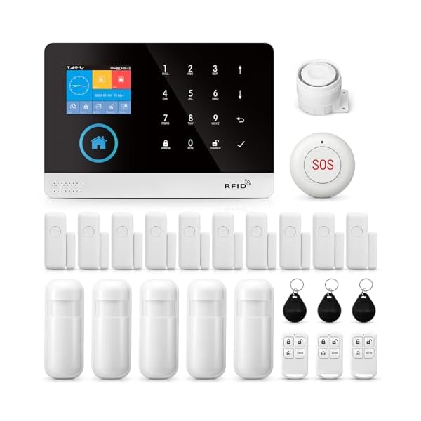 WiFi Wireless Alarm System for Home Security, GSM Home Alarm 24 Piece Kit with Siren, PIR Motion Sensors, Remote Controls, Window/Door Sensors (Tuya and Smart Life APP)