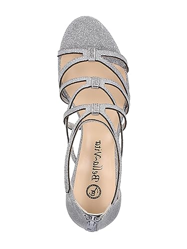 Bella Vita Womens Glitter Strappy Pumps Silver 8 Wide (C,D,W)3