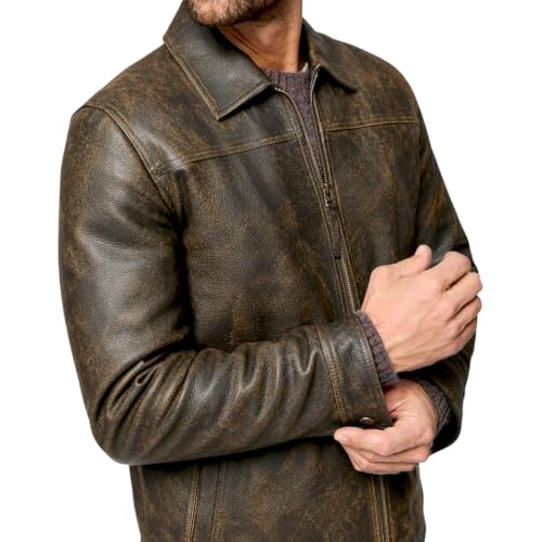 Image of Isaac & David Chicago Men's New Black /Brown Lambskin Leather Classic Open Bottom Jacket Motorcycle Vintage Racing Jacket