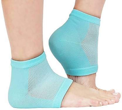 Glamaxy GLAMAXY Gel Heel Socks For Dry Hard Crack & Pain Relief With Open Toe Botanical Gel Pad Heel Support (Blue)-image-12
