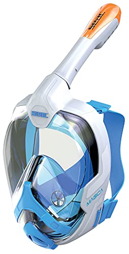 SEAC Fun, Full Face Snorkeling Mask for Children 10+ and Small Faces, Safety Release Buckles, White/Orange, xs-s