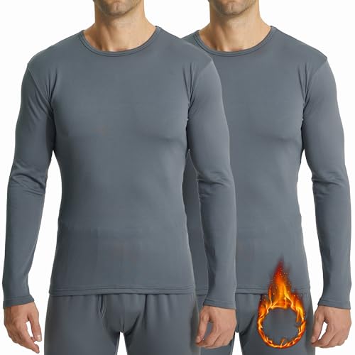Maillot de corps thermique homme LANBAOSI lot de 2 sous-vêtements manches longues col rond