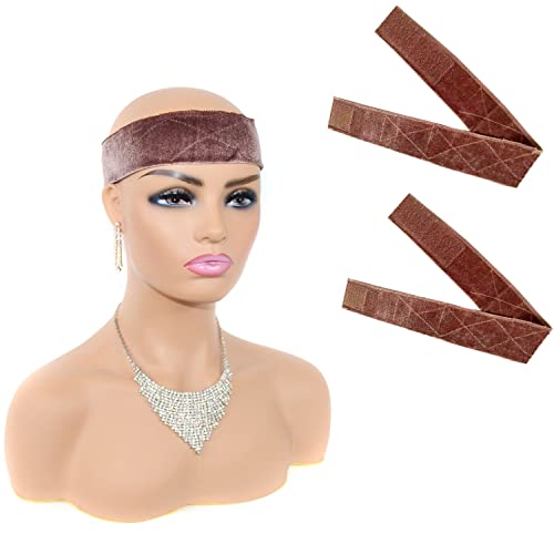 2 Stück Perücke Griffband,Samt-Perücke-Griff, Rutschfestes Perückenband für Frauen, Schweißfestes Stirnband mit verstellbarem Band für Perücken Cover