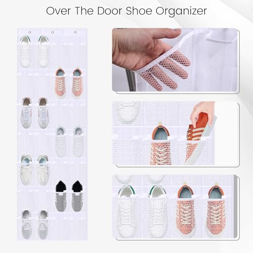 Mcpinky HMC2625 Hanging Shoe Organizer, Over The Door Shoe Rack Mesh Shoe Holder Hanger Behind Door Storage 28 Pockets thumb #2