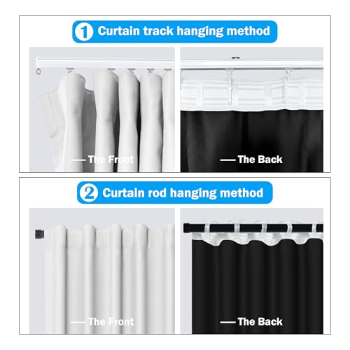 Image of MaKefeile Room Divider Curtains Total Blackout Privacy Curtain Panel Room Thermal Insulated Noise Reduction Curtain for Bedroom Window Living Room Ceiling Track Curtain W 12.5ft x H 8ft White