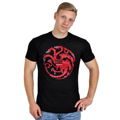 Juego de Tronos - Camiseta Casa Targaryen - T-Shirt Fire & Blood - L