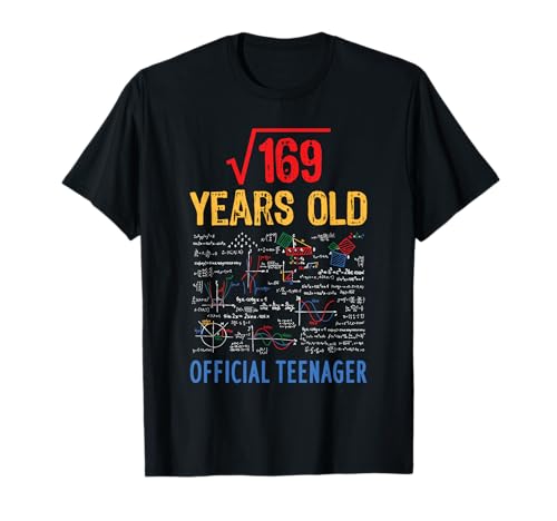Square Root Of 169 13 Years Old Official Teenager Birthday T-Shirt