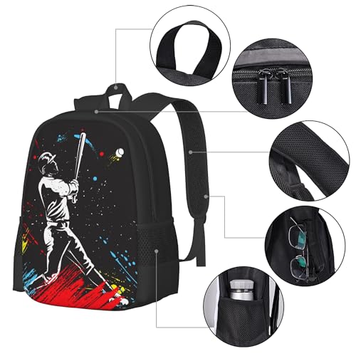 Personalized Baseball Backpacks with Name Text for Sports Kids Boys Girls, Custom Large Bag Pack Rucksack for Teen Adults, Black Book Bags Daypack Laptop Bag for Travel School Work3