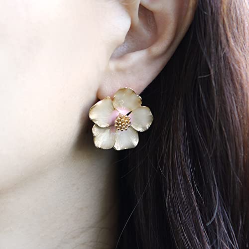Laonato Daisy Flower Drop Earrings Dogwood Petal Big Flower Earrings For Girls Women (Dogwood_Gold) #TOP4