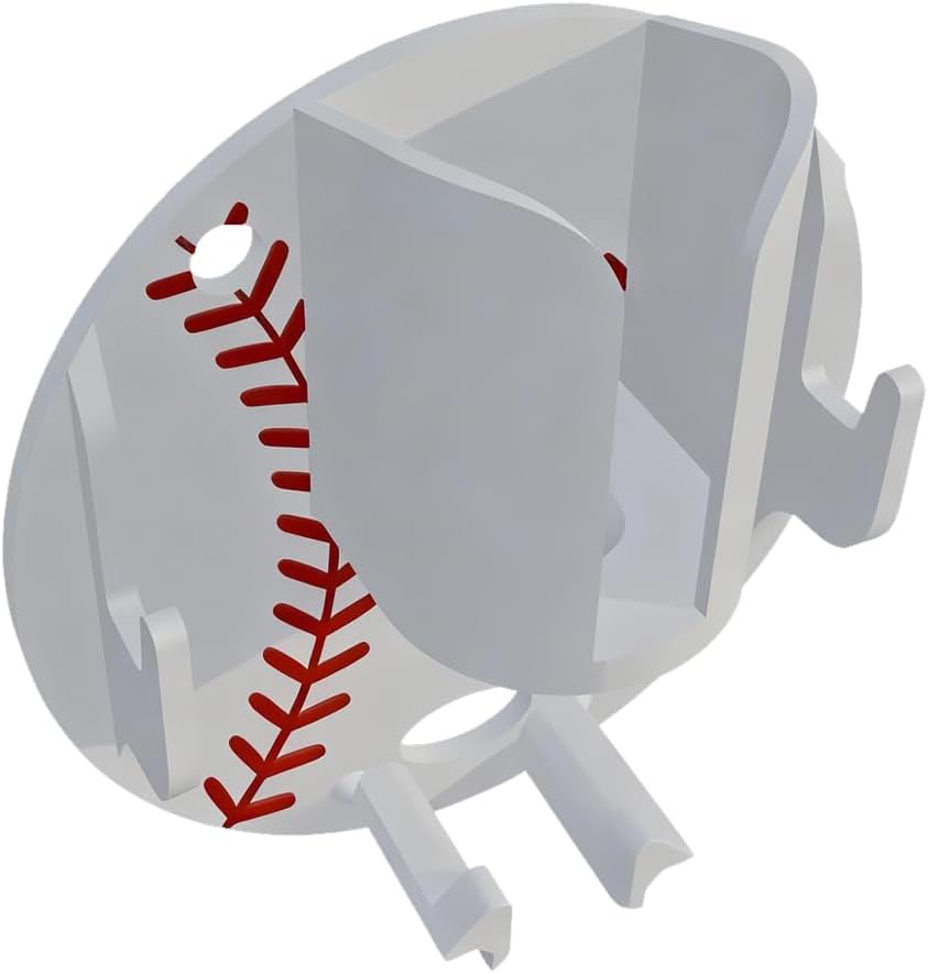 Baseball-Shaped Wall Organizer Fits Standard Adult & Youth Bats – Fits Stanley & Powerade Bottle, Cap & Glove Storage, Customizable Team Display