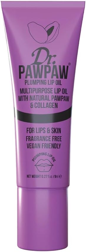 Dr.PAWPAW Plumping Lip Oil Multi-Purpose Hydrating and Smoothing, Natural No Fragrance Oil for Lips & Skin Beauty Finishing (8 ml)