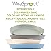WeeSprout Bamboo Plates, Set of 4, Kid-Sized Dinnerware, Dishwasher Safe Melamine Dishware (Blue, Green, Gray, & Beige, Without Lids)