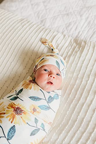 Image of Copper Pearl Baby Beanie Hat Top Knot Stretchy Soft Sunnie