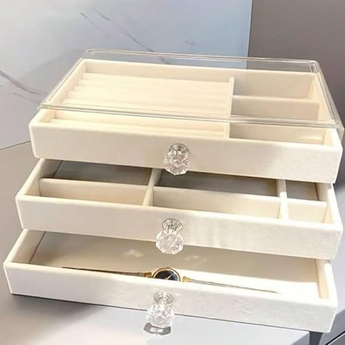 Porta Joias Caixa Organizadora Luxo para Jóias de Acrílico com 3 Gavetas, Organizer suas Bijuterias,