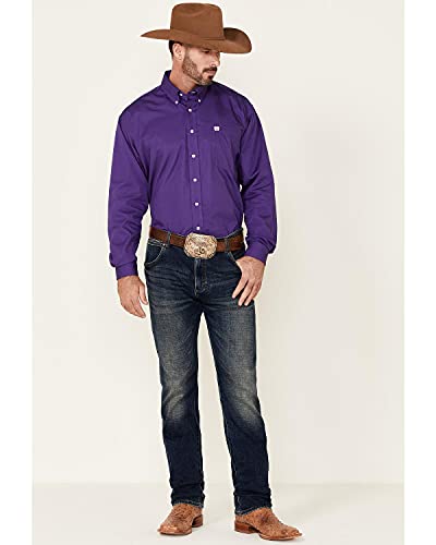 Cinch Men's Solid Purple Button-Down Long Sleeve Western Shirt Purple X-Large #TOP1