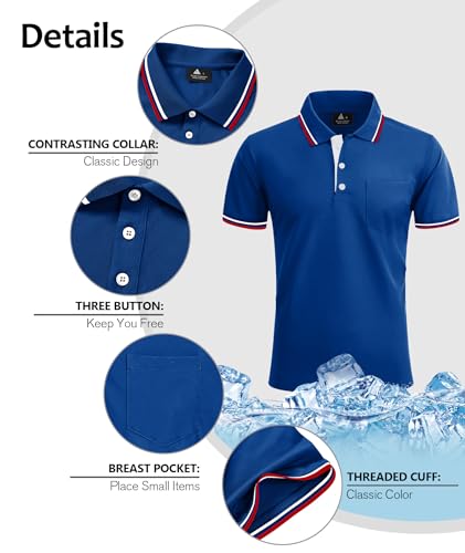 Image of ZITY Men Polo Shirts Short Sleeve with Pocket Golf Polo Wicking Shirts for Men Casual Collared T-Shirts