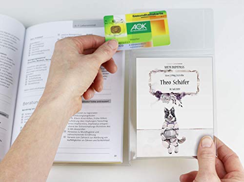 OLGS U-Heft und Impfpasshüllen Set 3-teilig Set Cosmo Hunde | Schutzhüllen für Untersuchungsheft & Impfpass, Babygeschenk mit Namen - Uhefthülle, Impfpasshülle personalisiert, Astro Tom