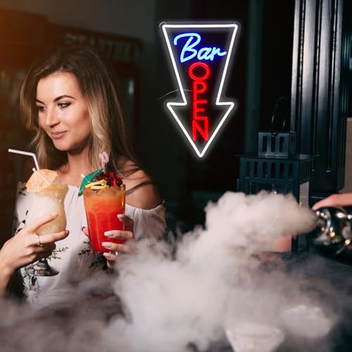 Image of Bar Open Neon Sign USB Powered Open Arrow Guide Neon Sign for Bar Decor Dimmable Switch Light Up Bar Sign for Club Beer Shop Neon Light (16.5 * 9.8 In)