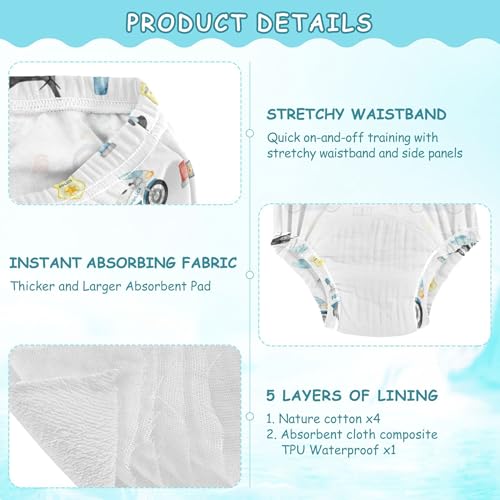 Image of Toddler Potty Training Underwear Cotton Absorbent Soft Baby Girl Boy Potty Training Pant 2t-5t