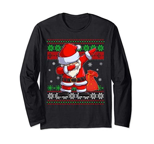 Funny Dabbing Santa Ugly Christmas Sweater Navidad divertida Manga Larga