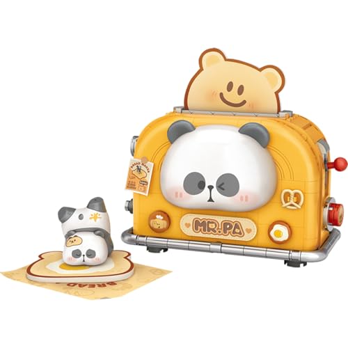 MEIEST Home Appliance Building Blocks Set,Cute Panda Toaster & Computer Construction Building Bricks Toy,Home Decor (Toaster)