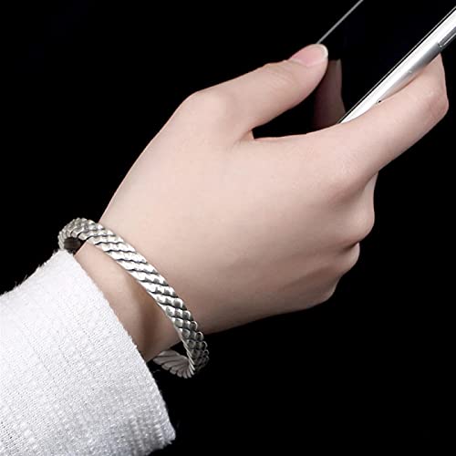 Bijoux s999 à texture tissée argent pur dames tendance