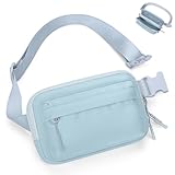 BesTour Fanny Packs for Women Men,Belt Bag,Water-resistant Crossbody Bag with 4 Zipper Pockets,Fashion Waist Packs with Adjustable Strap for Workout/Running/Yoga/Shopping/Hiking,Blue Grey