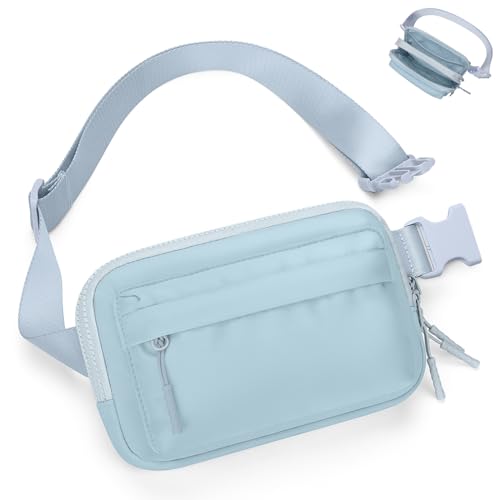 BesTour Fanny Packs for Women Men,Belt Bag,Water-resistant Crossbody Bag with 4 Zipper Pockets,Fashion Waist Packs with Adjustable Strap for Workout/Running/Yoga/Shopping/Hiking,Blue Grey