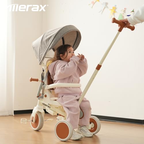 7-in-1 All-Terrain Kids Tricycle Stroller Foldable Toddler Tricycle with Adjustable Push Handle by Merax - Image 2