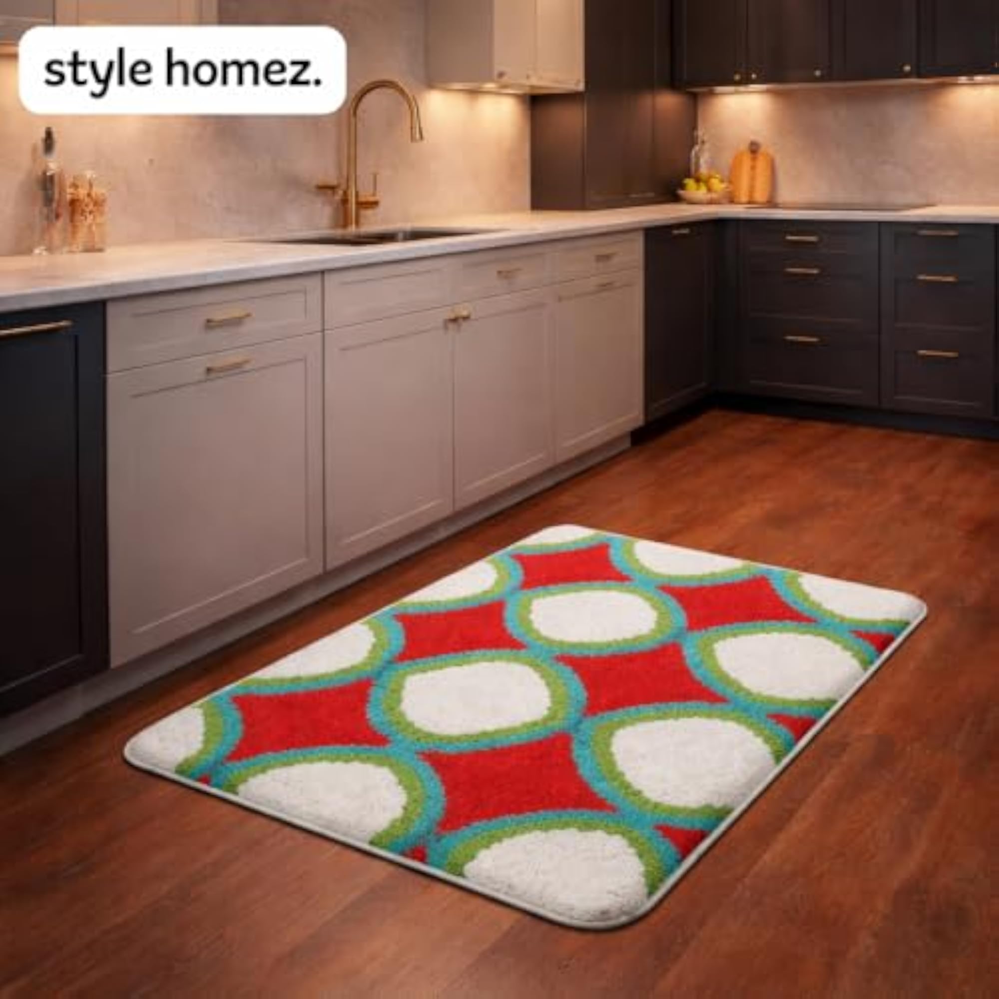 Hand Tufted Large Cotton Bath Mat, Moroccan Trellis