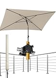 4smile Sonnenschirm Balkon SunnyShade 3 in 1 SET in Beige   UPF 50+ Sonnenschirm rechteckig 200 x 125 cm + Sonnenschirmhalter Balkongeländer + Sonnenschirmhülle