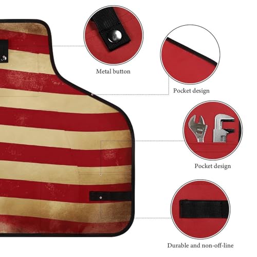 Delantal de trabajo con bandera Vintage USA y 8 bolsillos miniatura 3