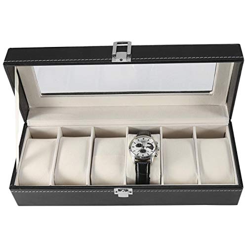 Alvinlite Caja de Reloj - Estuche de Cuero PU de 6 Ranuras con cajón de joyería para Almacenamiento y exhibición Cover