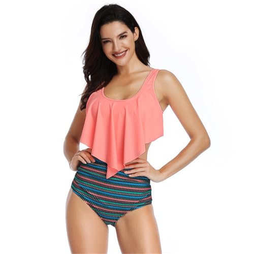 Mommy and Me Swimsuits Tummy Control Ruffle 2 Piece High Waisted Bathing Suit Swimwear4